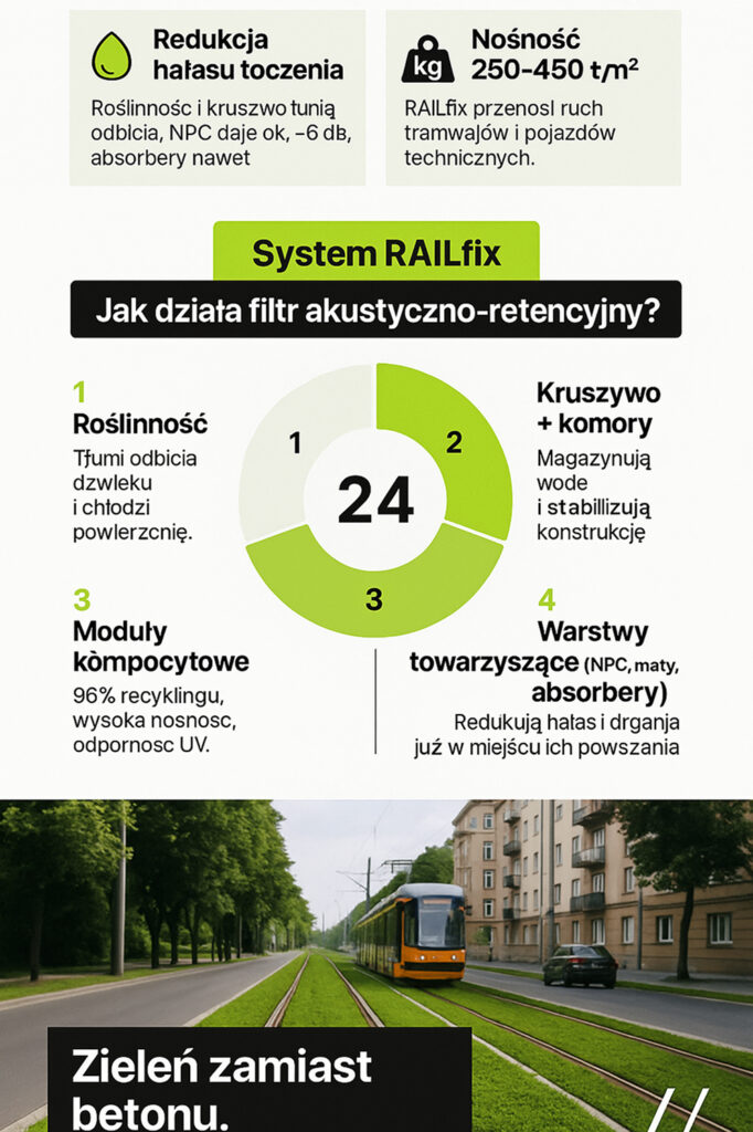 Infografika jak działa filtr retencyjno akustyczny