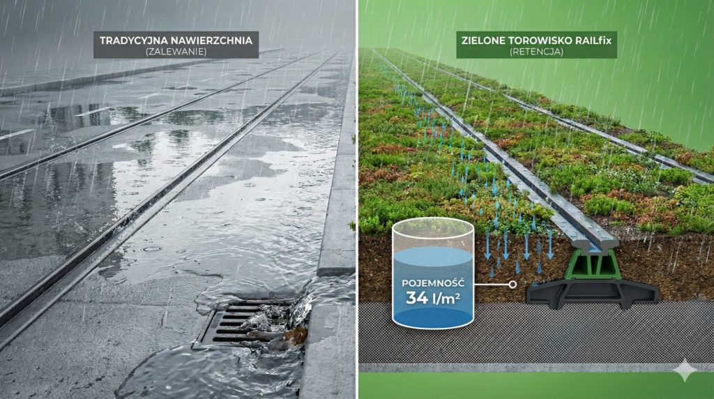 Porównanie tradycyjnej nawierzchni a zielonego torowiska RAILFIX